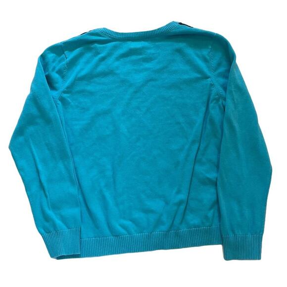 IZOD Cotton Argyle Long Sleeve V-Neck Sweater, Blue, Black, Ivory, Preppy XL - Picture 3 of 8